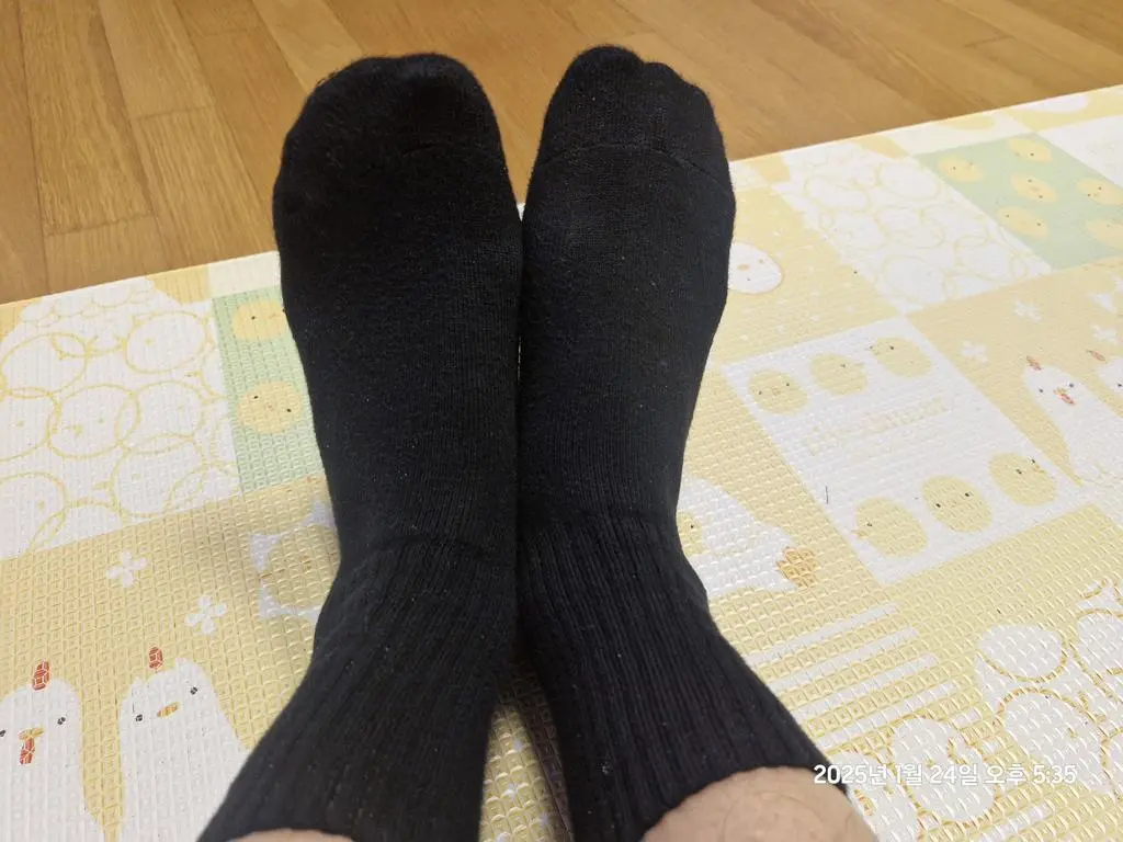 그냥 두툼한 기모 양말. 건조기 돌리면 확 주는데 잘 늘어나네요.