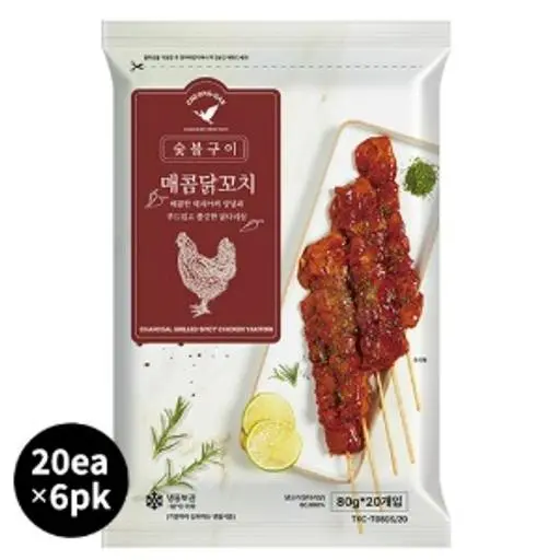 (Box)청학_매콤/숯불구이닭꼬치(80g*20ea*6pk/냉동)