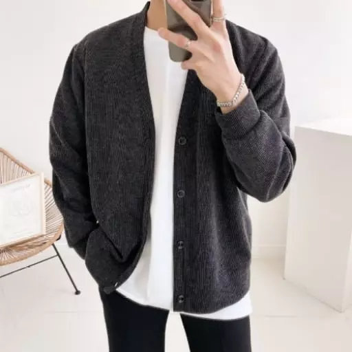 솔리드 베이직 V넥 가디건(4color)