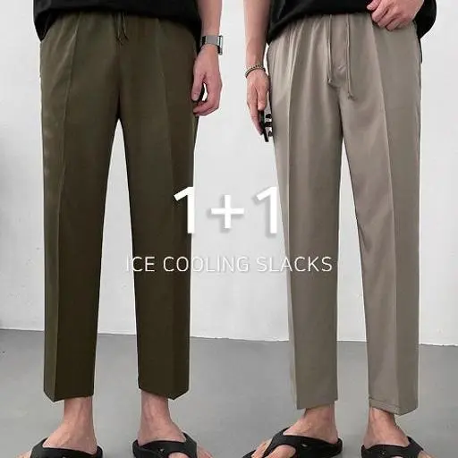 [1+1]핸즈 아이스 냉동고 스판 크롭 팬츠(6color)