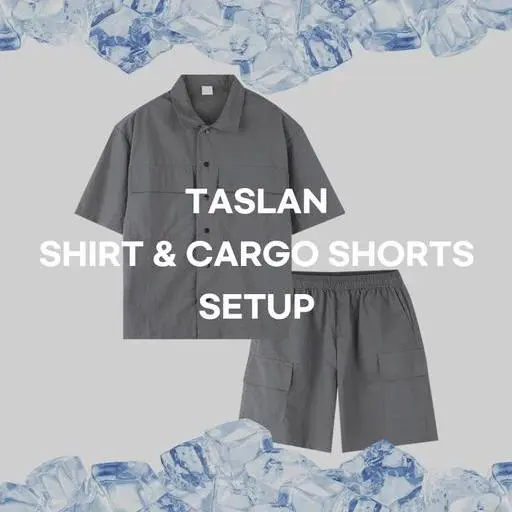 [SET]쿨 아이스 타슬란 반팔셔츠 반바지 셋업(2color)