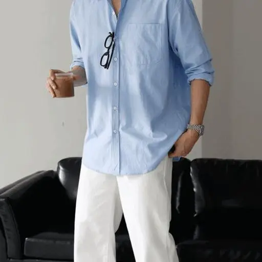 [자체제작,당일출고]남자 옥스포드 셔츠 긴팔 오버핏 빅사이즈 남방(2color)