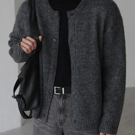 울 알파카 오버핏 라운드 가디건(6color)