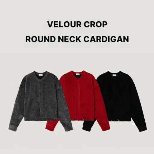 [당일출고]벨로아 크롭 라운드넥 오버핏 가디건(3color)