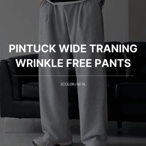 [1+1 sale]헤비쭈리 핀턱 와이드 트레이닝 링클프리 팬츠(3color)