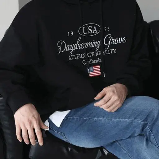 USA 성조기 자수 오버핏 후드(4color)