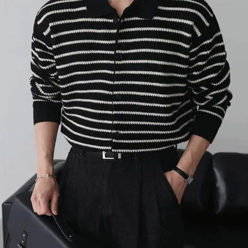 체인 스트라이프 카라 가디건(5color)