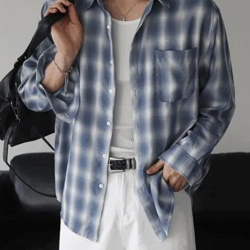 옴브레 체크 오버핏 데일리 셔츠(3color)