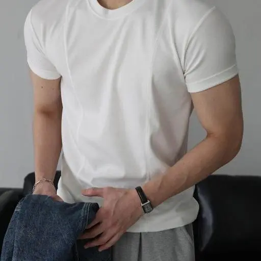 프론트 컷팅 머슬 반팔 티셔츠(3color)