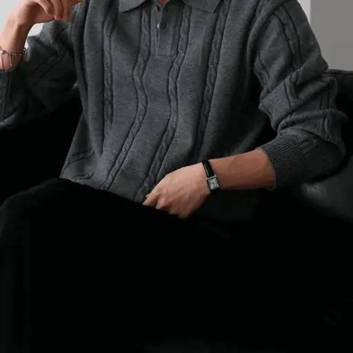 모던 투버튼 카라 케이블 니트(8color)