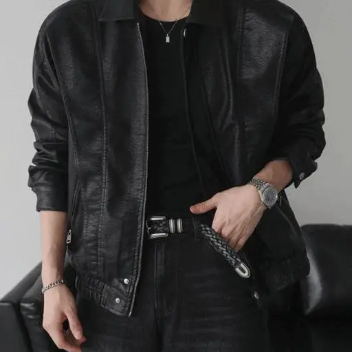 절개 바이커 레더 점퍼(1color)