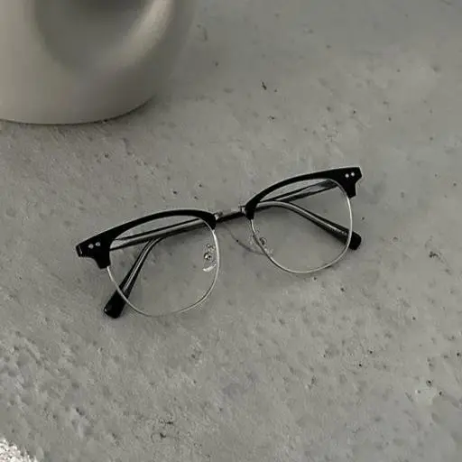 사각 라운드 반뿔테 하금테 안경(1color)