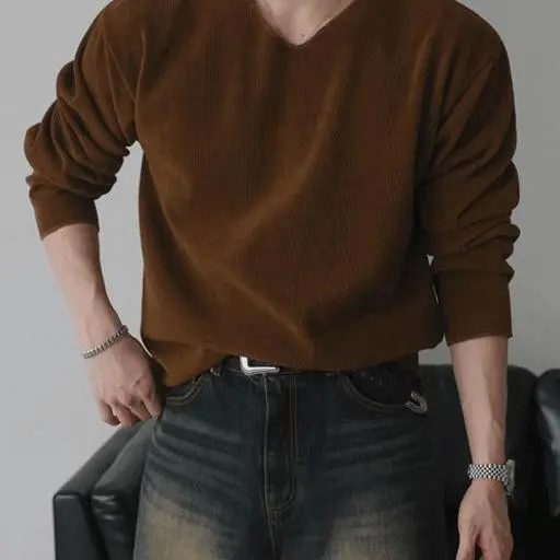 V넥 데끼 니트 티셔츠(4color)