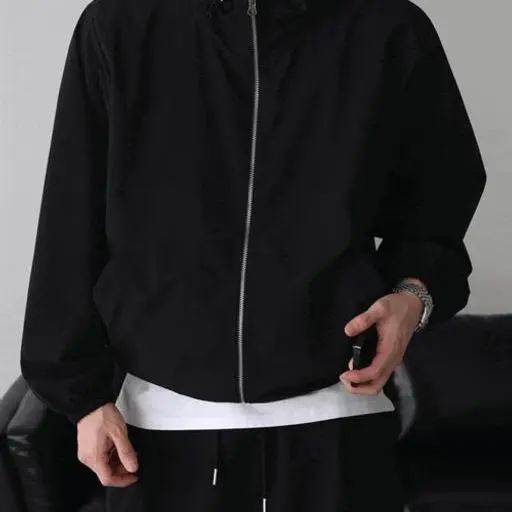 스트링 윈드 브레이커 후드 바람막이(3color)