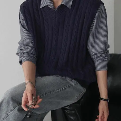 무드 꽈배기 니트 조끼(3color)