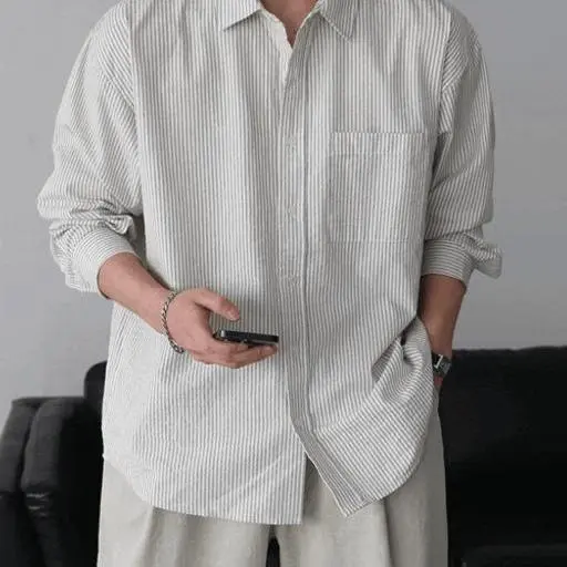 베르 오버핏 스트라이프 셔츠(3color)