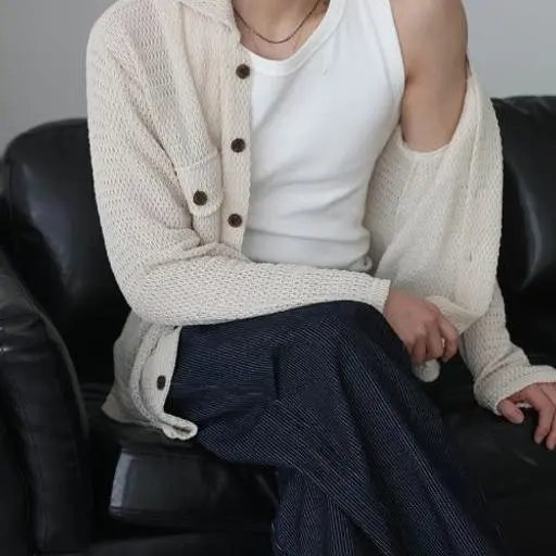 크로셰 더블 포켓 니트 가디건(3color)