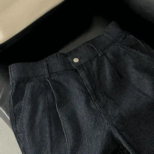 스트라이프 벌룬 스냅 밴딩 데님 팬츠(1color)