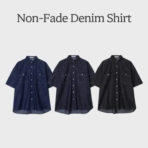 생지 데님 이염없는 투포켓 반팔 셔츠(3color)