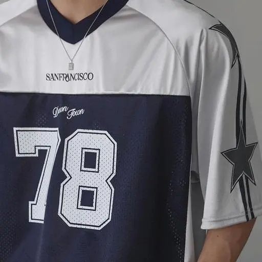 샌프란 메쉬 져지 V넥 럭비 티셔츠(2color)