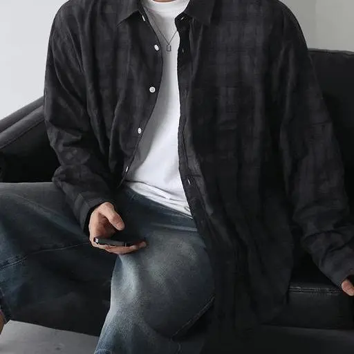 린넨 코튼 오버핏 피플 체크 셔츠(8color)