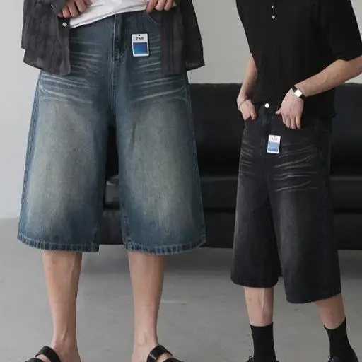 캣 워싱 버뮤다 데님 팬츠(2color)