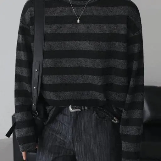 살안타 스트라이프 포시즌 오버핏 니트(2color)