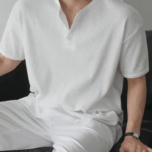 와플 헨리넥 오버핏 반팔(4color)