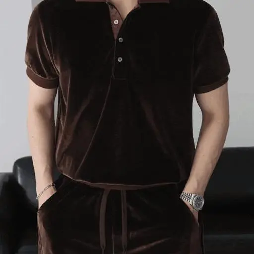 벨로아 머슬핏 카라 반팔 티셔츠(3color)