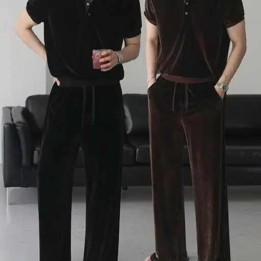 [SET]벨로아 머슬핏 셋업 카라티 트랙 와이드 팬츠(4color)