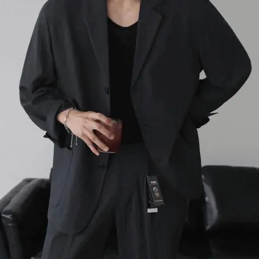 프리미엄 알엔 나일론 버튼 오버핏 블레이저 자켓(3color)