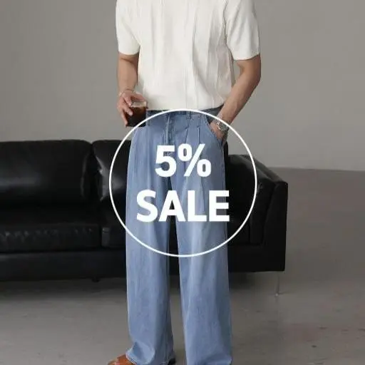 머슬핏 반팔 니트+린넨 아이스 데님 팬츠 코디