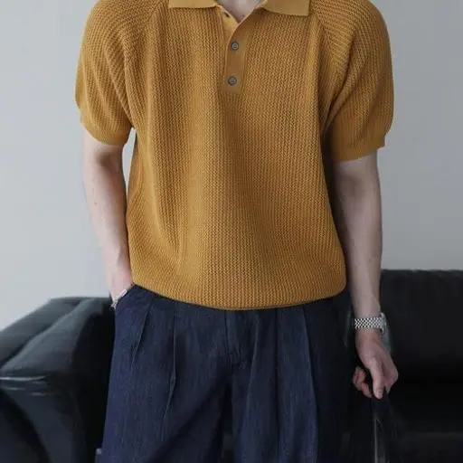 스카시 린넨 카라 반팔 쿨링 니트(8color)