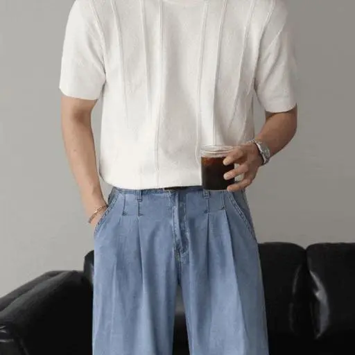 부클 라인 라운드 반팔 니트(5color)