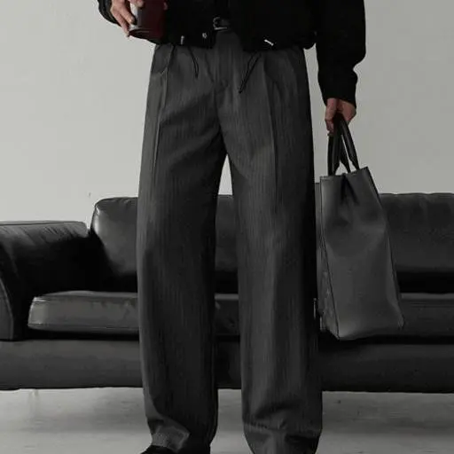 비죠 플랩 스트라이프 포멀 투턱 와이드 슬랙스 팬츠(2color)