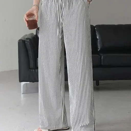 [1+1sale]원마일 시어서커 스트라이프 밴딩 와이드 팬츠(2color)