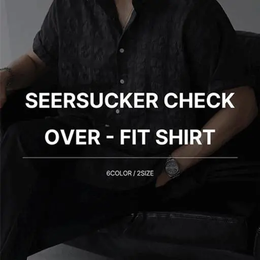 [1+1sale]시어서커 체크 오버핏 반팔 셔츠(6color)