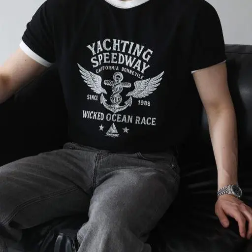 머슬핏 링거 요트 반팔티(3color)