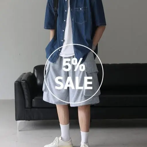 레이어드 반팔+생지 데님 스티치 셔츠+카고 와이드 버뮤다 코디