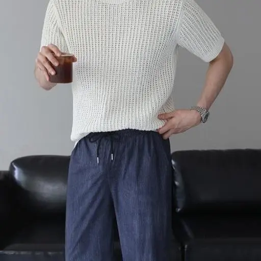 코르크 스카시 워셔블 라운드 반팔 니트(6color)