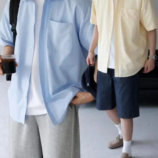 오버핏 코튼 옥스포드 빅사이즈 반팔 셔츠(4color)