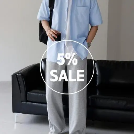 옥스포드 반팔 셔츠+사이드 핀턱 트레이닝 팬츠 코디