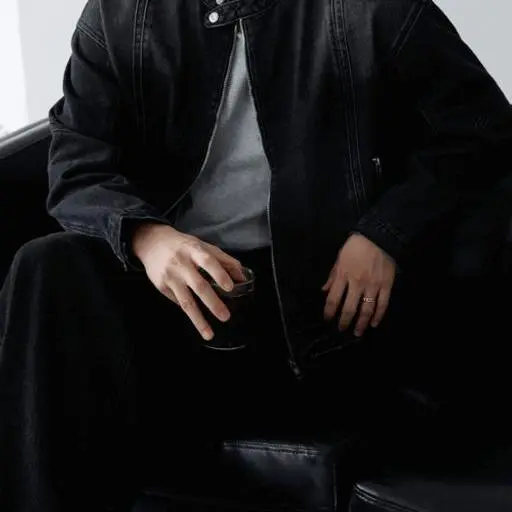 라이더 워싱 절개 데님 바이커 자켓(2color)