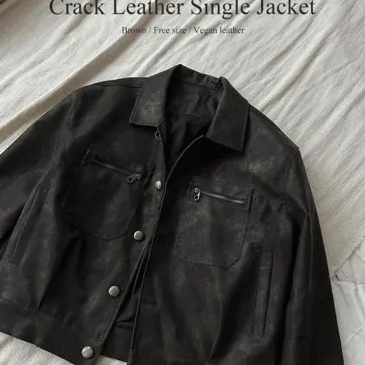 레어크랙 레더 싱글 자켓(1color)