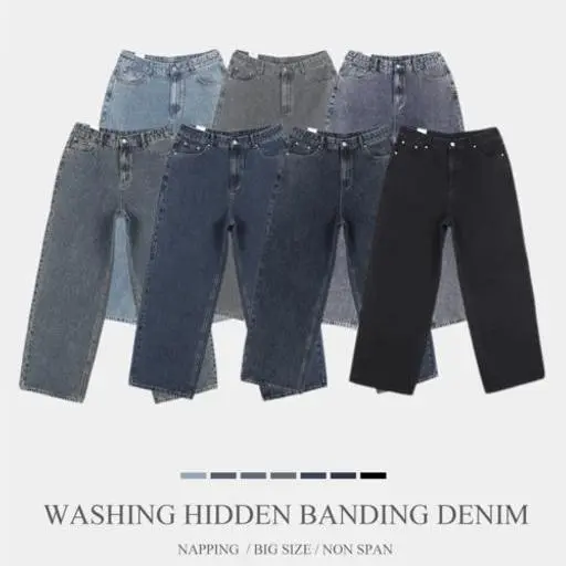 [1+1sale]릴랙스 기모 윈터 워시드 세미와이드 데님(7color)