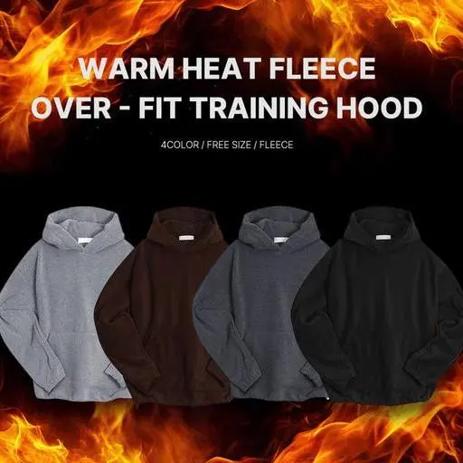 +5도 웜히트 기모 쉐르파 후리스 오버핏 후드(4color)