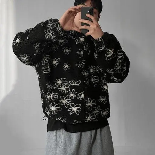 오버핏 데이지 양털 후드집업(3color)