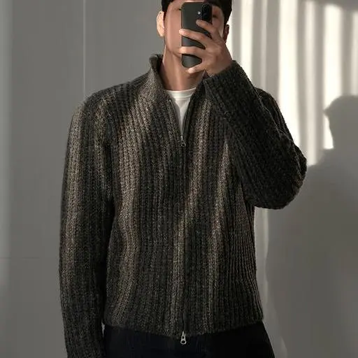 빈티지 논카라 와플 골지 니트 가디건(3color)