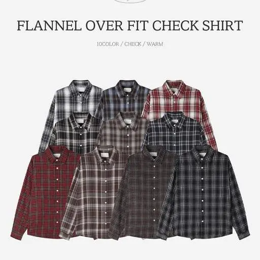 스테디 기모 플란넬 체크셔츠(10color)