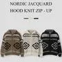 마가렛 노르딕 자가드 후드 니트 집업(3color)